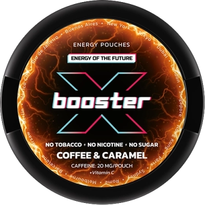 Energy pouches X-Booster Coffee &amp; Carmel 20 mg