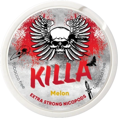 20 woreczków nikotynowych Killa Melon Extra Strong 16 mg/g, o egzotycznym aromacie melona.