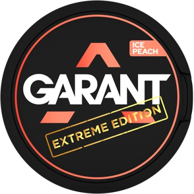 Puszka 27 woreczków nikotynowych Garant Extreme Ice Peach, mocne saszetki 50 mg/g,  duża moc nikotyny zawarta w orzeźwiającym aromacie brzoskwini