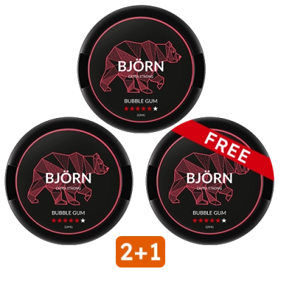 Bjorn nicotine pouches bubble gum flavor.